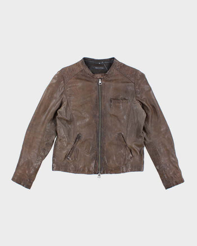 Men's Marc O'Polo Dark Brown Leather Bomber Jacket - M
