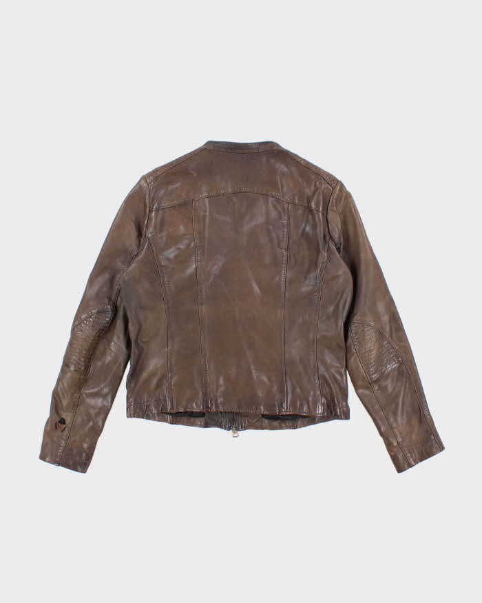 Men's Marc O'Polo Dark Brown Leather Bomber Jacket - M