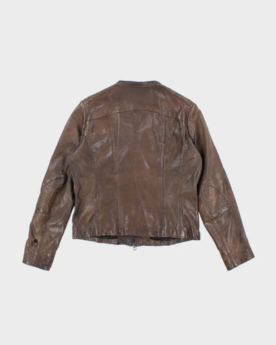 Men's Marc O'Polo Dark Brown Leather Bomber Jacket - M