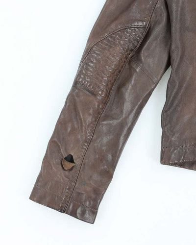 Men's Marc O'Polo Dark Brown Leather Bomber Jacket - M