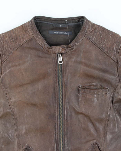 Men's Marc O'Polo Dark Brown Leather Bomber Jacket - M