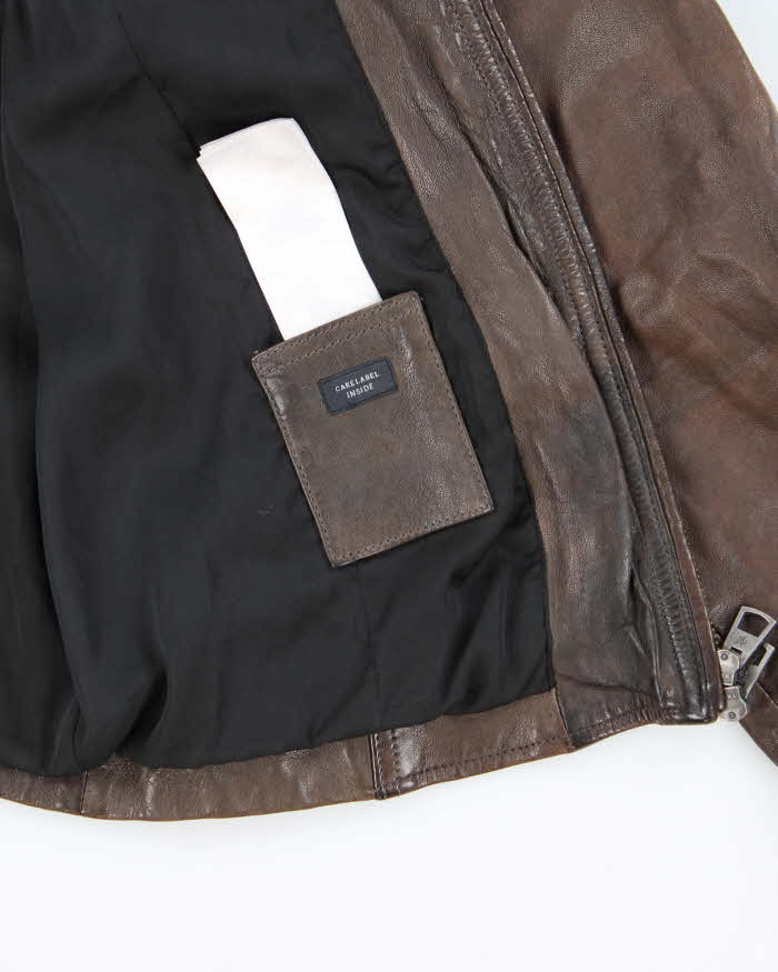 Men's Marc O'Polo Dark Brown Leather Bomber Jacket - M