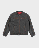 Men's Danier Black Leather Bomber Jacket - M