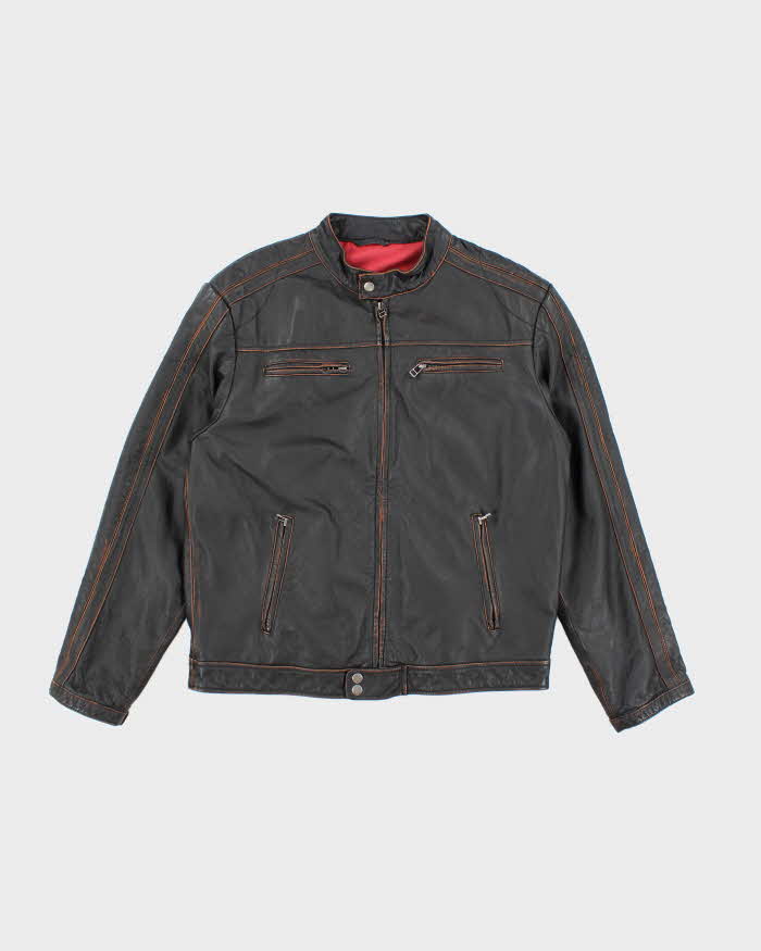 Men's Danier Black Leather Bomber Jacket - M
