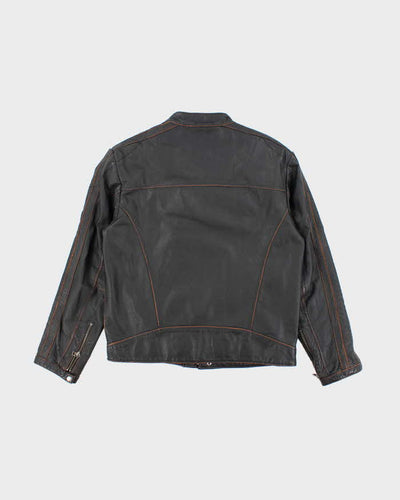 Men's Danier Black Leather Bomber Jacket - M