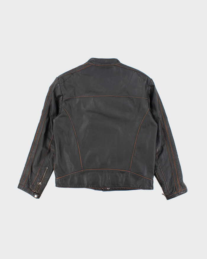 Men's Danier Black Leather Bomber Jacket - M