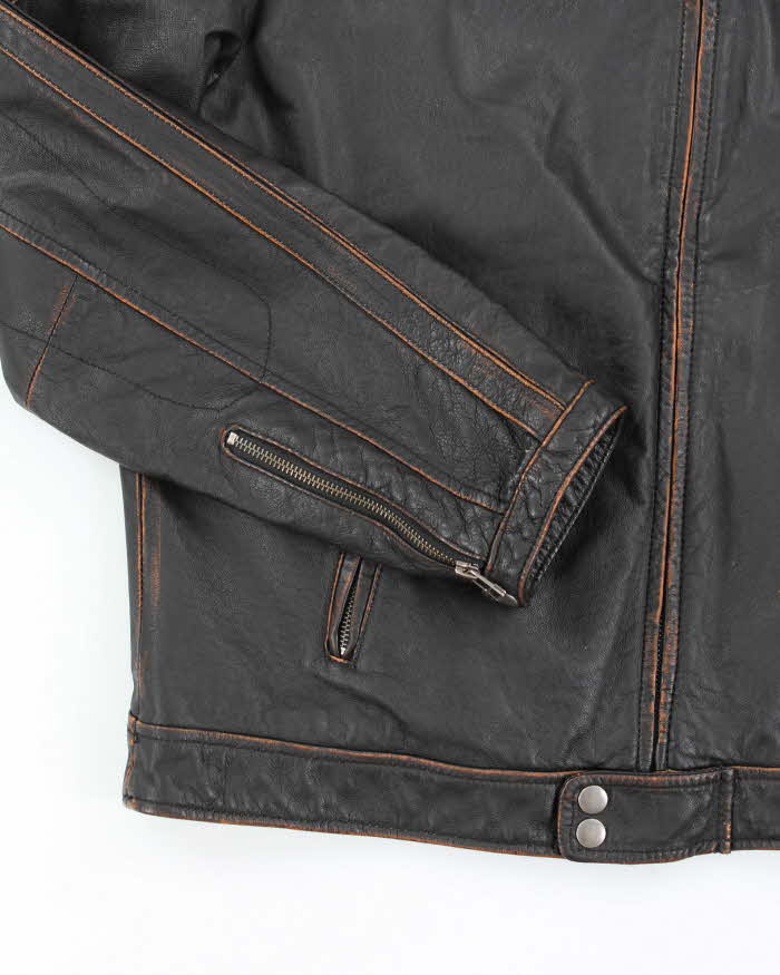 Men's Danier Black Leather Bomber Jacket - M