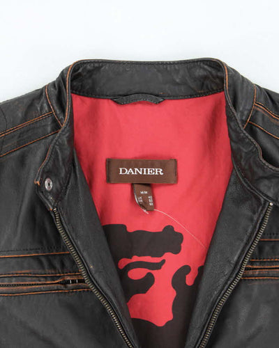 Men's Danier Black Leather Bomber Jacket - M