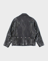 Men's Black Lined Leather Jacket - M