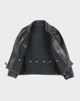 Men's Black Lined Leather Jacket - M