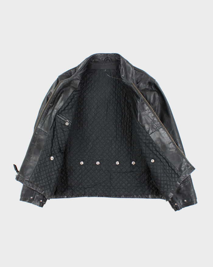 Men's Black Lined Leather Jacket - M