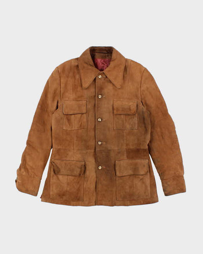 Women's Vintage 1990s Camel Brown Suede Coat - S