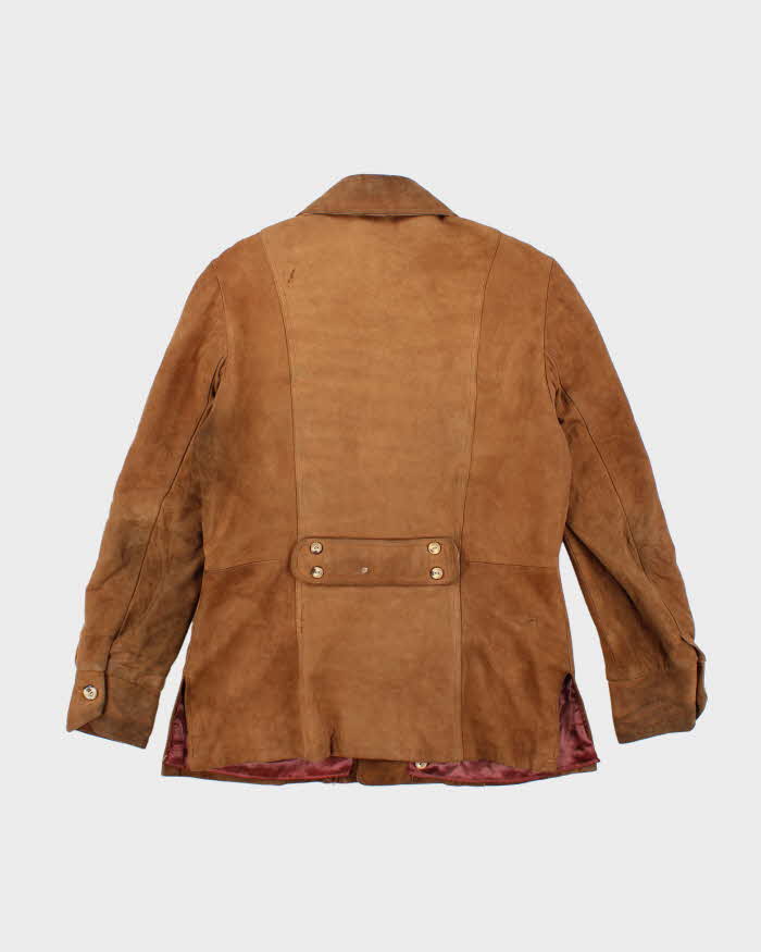 Women's Vintage 1990s Camel Brown Suede Coat - S