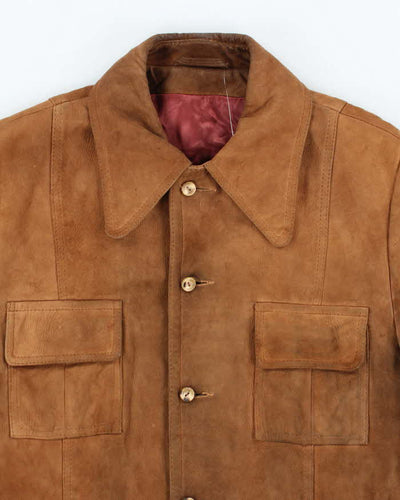 Women's Vintage 1990s Camel Brown Suede Coat - S