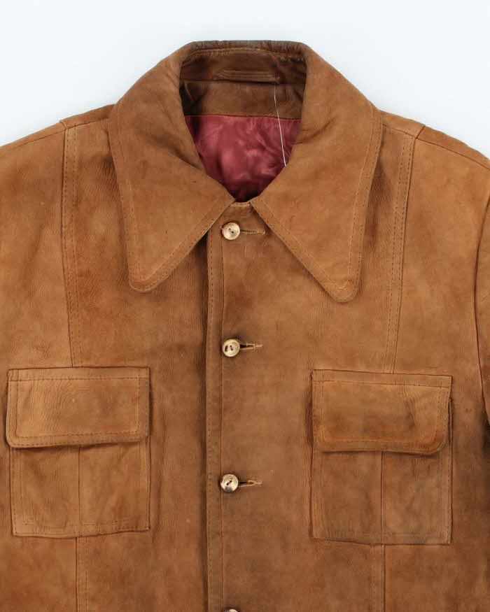Women's Vintage 1990s Camel Brown Suede Coat - S