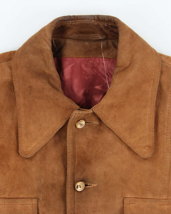 Women's Vintage 1990s Camel Brown Suede Coat - S