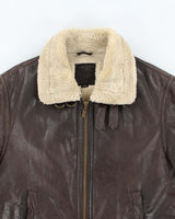 Men's Vintage 1990s Dark Brown Leather Coat - M