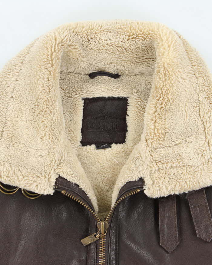 Men's Vintage 1990s Dark Brown Leather Coat - M