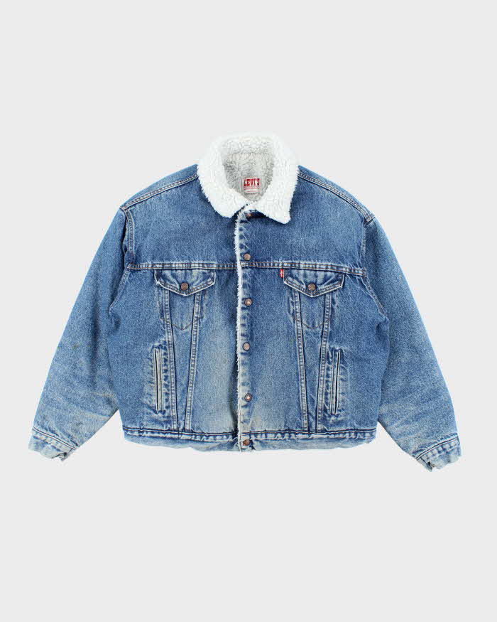Men's Vintage 1990s Levi's Blue Denim Fleece Lined Jacket - XL