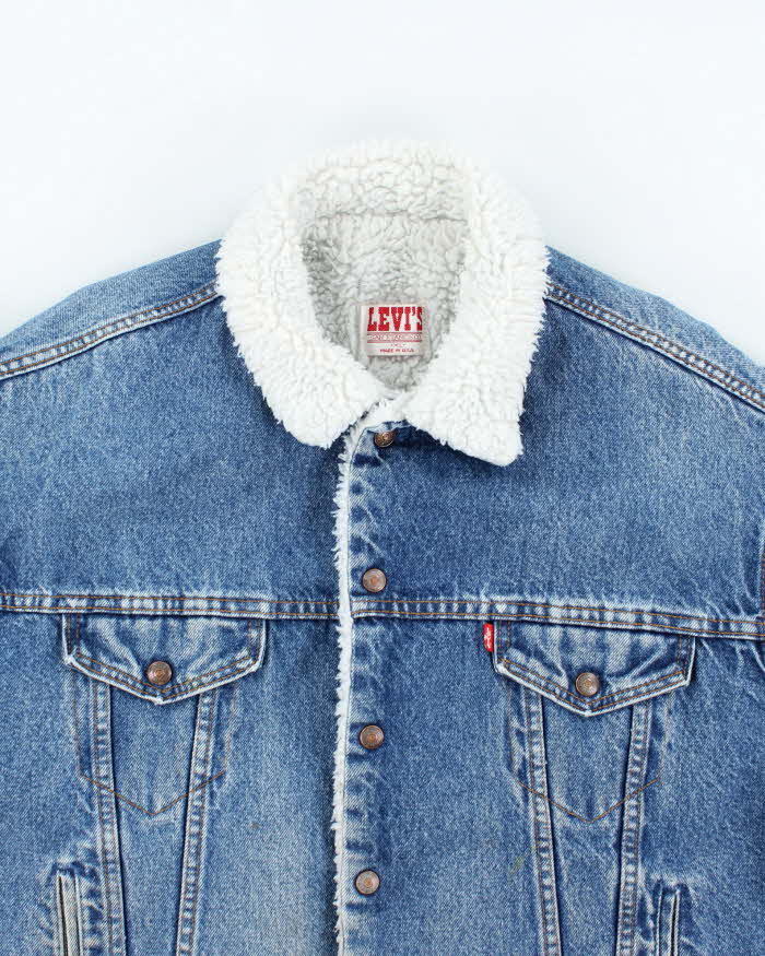 Men's Vintage 1990s Levi's Blue Denim Fleece Lined Jacket - XL