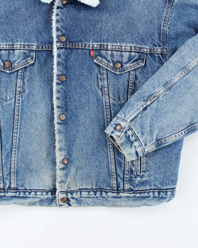 Men's Vintage 1990s Levi's Blue Denim Fleece Lined Jacket - XL