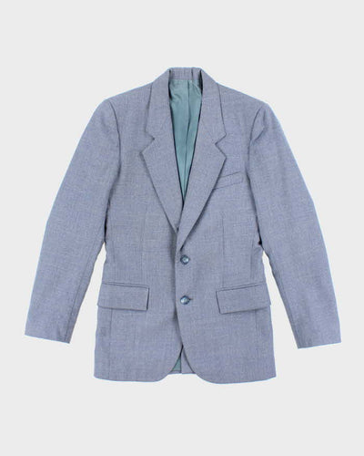 Men's Vintage 1990s Pure Wool Light Blue Blazer Jacket - XS