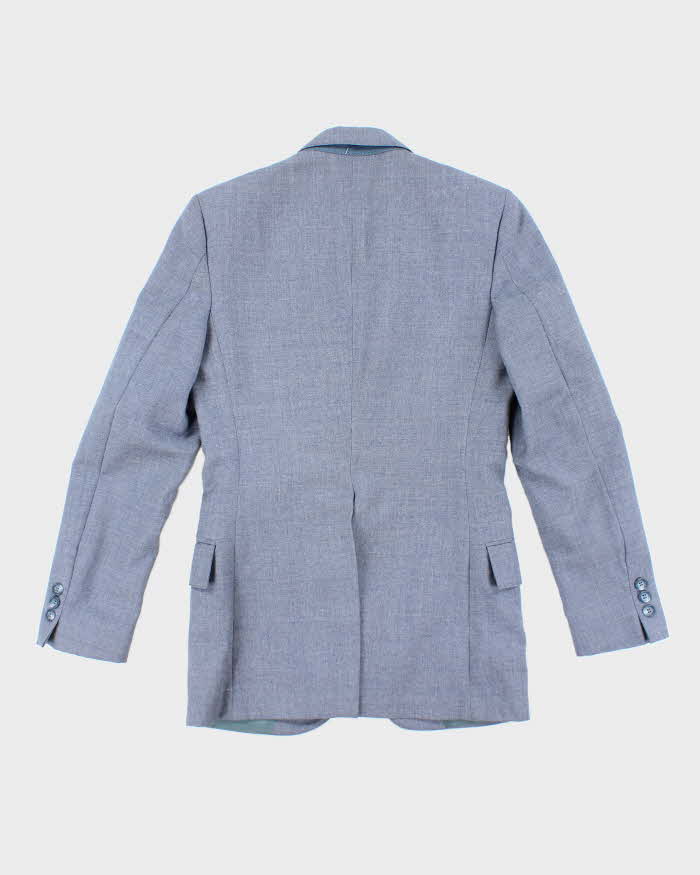 Men's Vintage 1990s Pure Wool Light Blue Blazer Jacket - XS