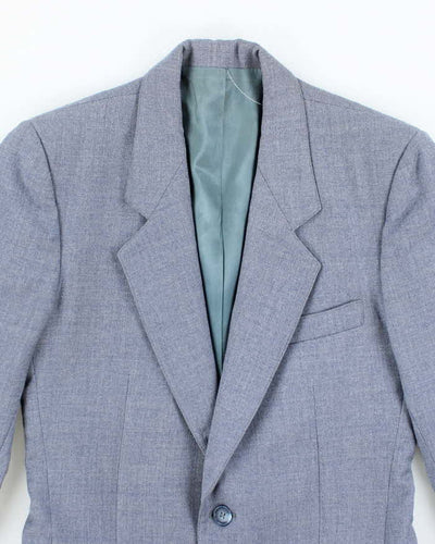 Men's Vintage 1990s Pure Wool Light Blue Blazer Jacket - XS