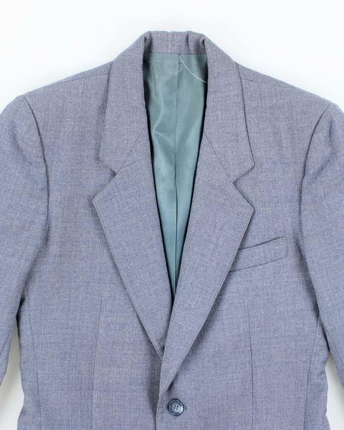 Men's Vintage 1990s Pure Wool Light Blue Blazer Jacket - XS