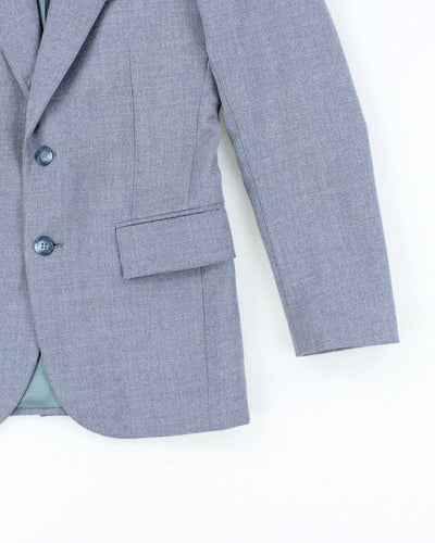 Men's Vintage 1990s Pure Wool Light Blue Blazer Jacket - XS