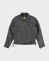 Harley Davidson Black Leather Biker Jacket - S