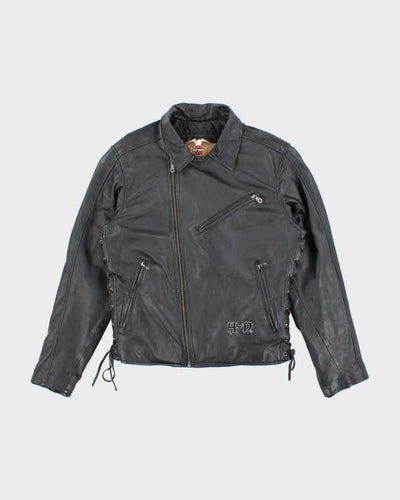 Harley Davidson Black Leather Biker Jacket - S