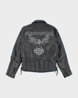 Harley Davidson Black Leather Biker Jacket - S