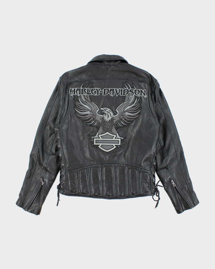 Harley Davidson Black Leather Biker Jacket - S