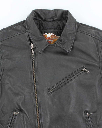 Harley Davidson Black Leather Biker Jacket - S