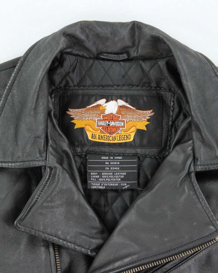 Harley Davidson Black Leather Biker Jacket - S