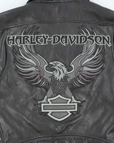 Harley Davidson Black Leather Biker Jacket - S
