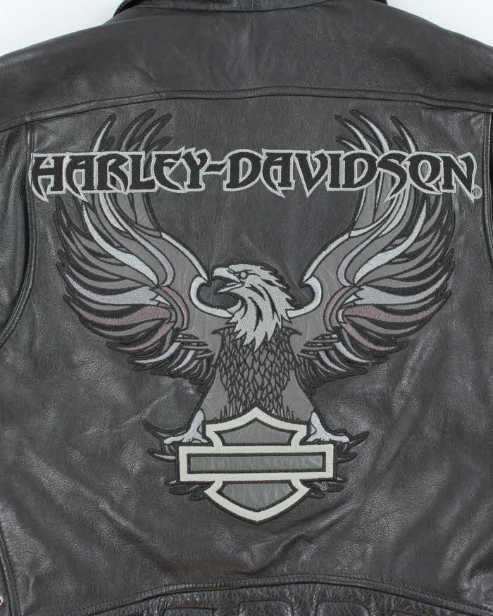 Harley Davidson Black Leather Biker Jacket - S