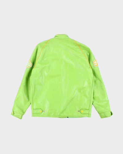 Vintage 1970s Schachter's Lime Green Leather Letter Jacket - L
