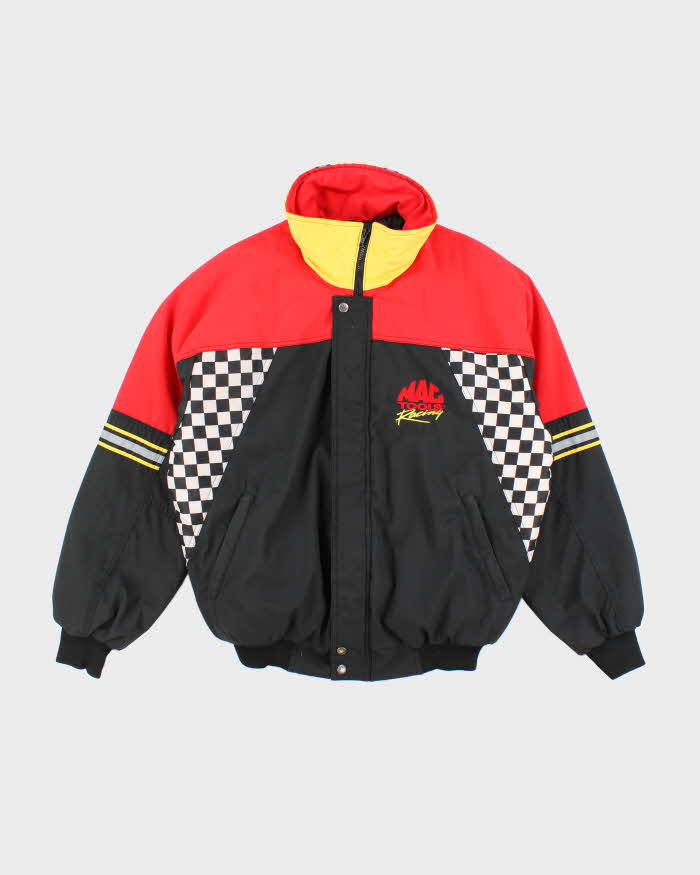 Vintage 1990s Mag Tools Racing Team Red and Black Bomber Jacket - L