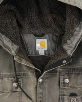 Vintage Carhartt Multi-Pocket Sherpa Lined Hooded Jacket - L