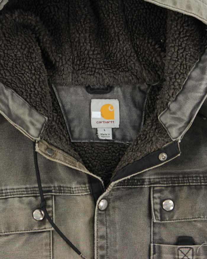 Vintage Carhartt Multi-Pocket Sherpa Lined Hooded Jacket - L