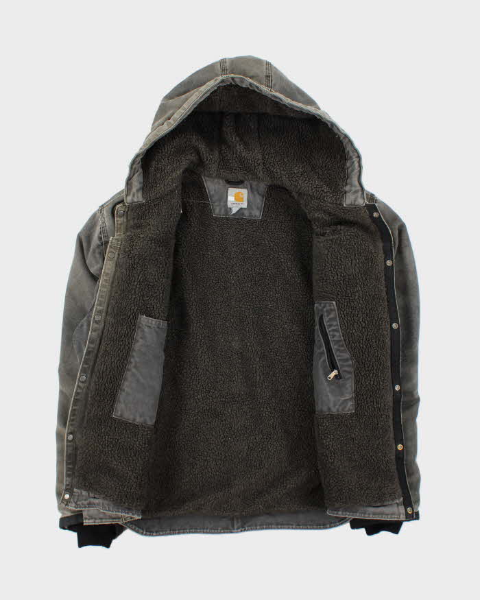 Vintage Carhartt Multi-Pocket Sherpa Lined Hooded Jacket - L