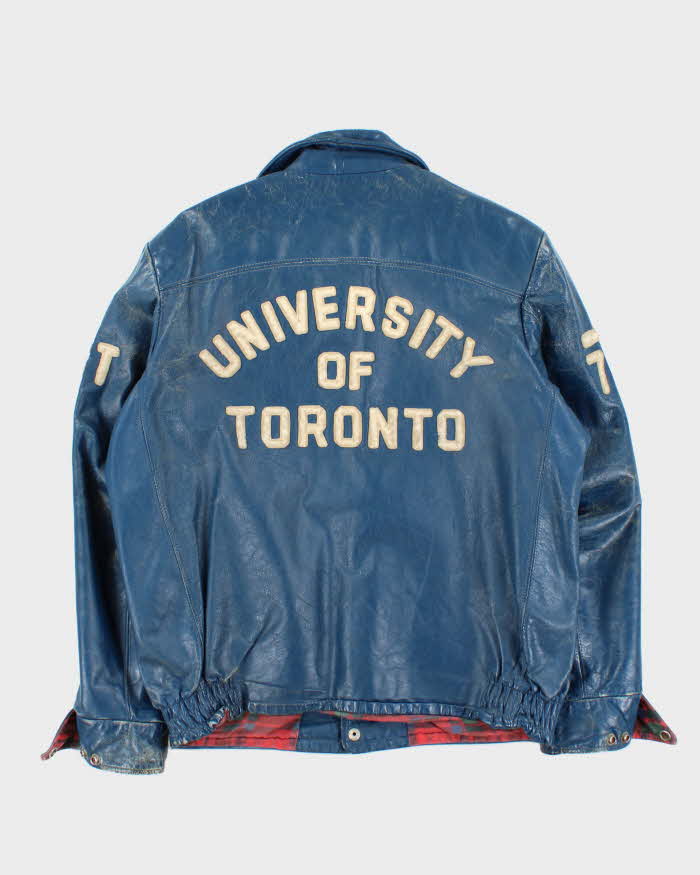 Vintage 70s University Of Toronto Leather Varsity Jacket - M