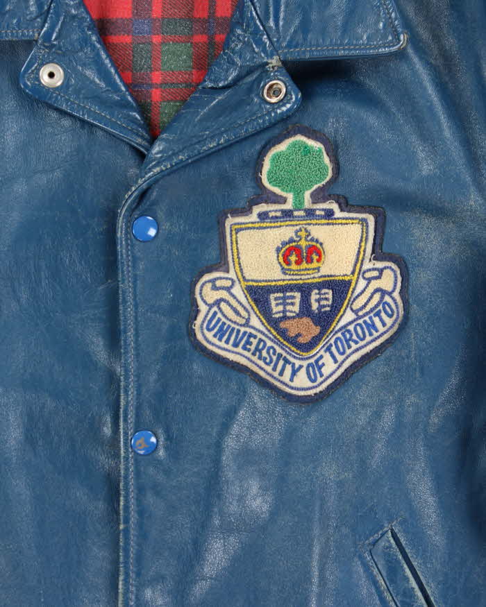 Vintage 70s University Of Toronto Leather Varsity Jacket - M