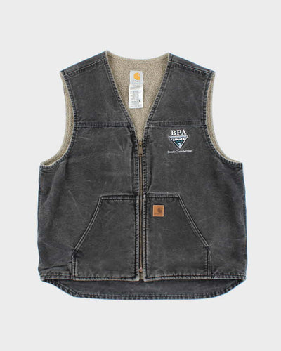 Carhartt Faded Black Fleece Lined Workwear Gilet Jacket - XL