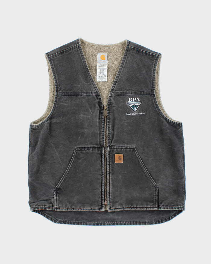 Carhartt Faded Black Fleece Lined Workwear Gilet Jacket - XL