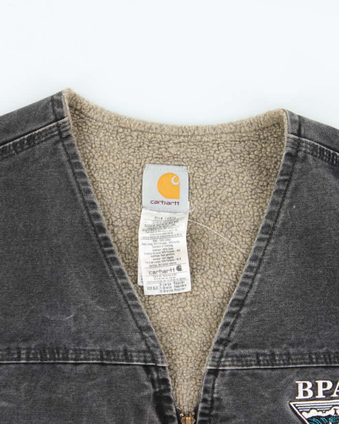 Carhartt Faded Black Fleece Lined Workwear Gilet Jacket - XL