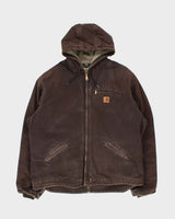 Carhartt J141 Brown Hooded Fleece Lined Workwear Jacket - XXL