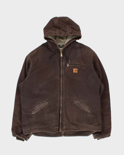 Carhartt J141 Brown Hooded Fleece Lined Workwear Jacket - XXL